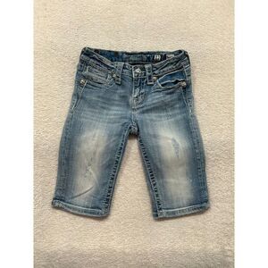 Miss Me Girls Bling Wing Flap Rhinestones‎ Distressed Bermuda Shorts 12